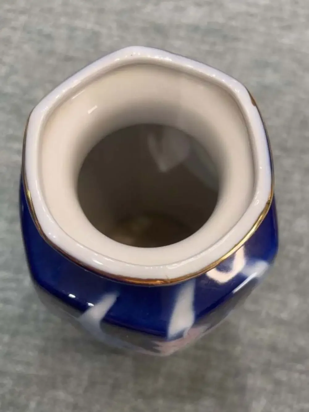 Pier One Japanese Cobalt Blue Porcelain Floral Vase 6 Inch